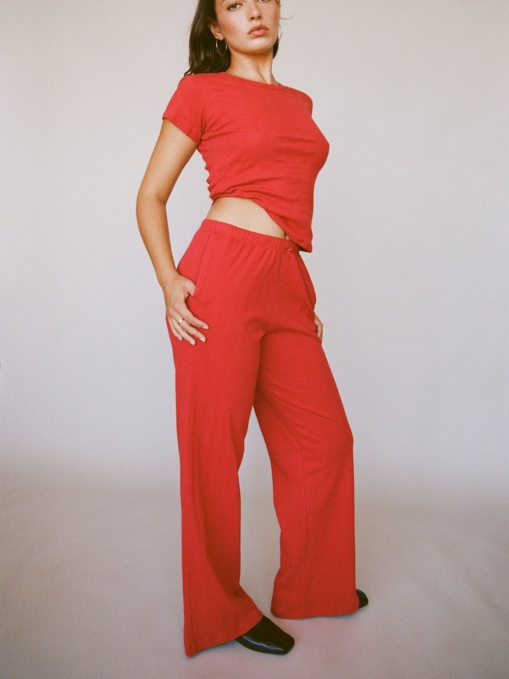RAT BOI Pointelle Easy Pant in Cherry